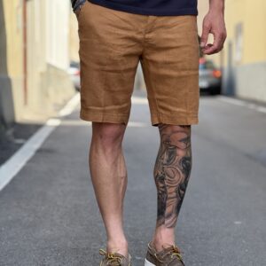 Bermuda in lino morris tobacco