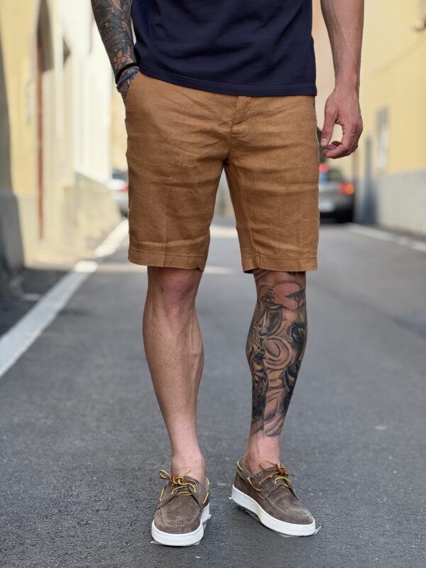 Bermuda in lino morris tobacco