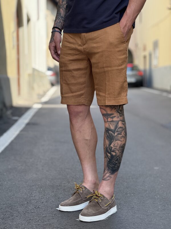 Bermuda in lino morris tobacco - immagine 3
