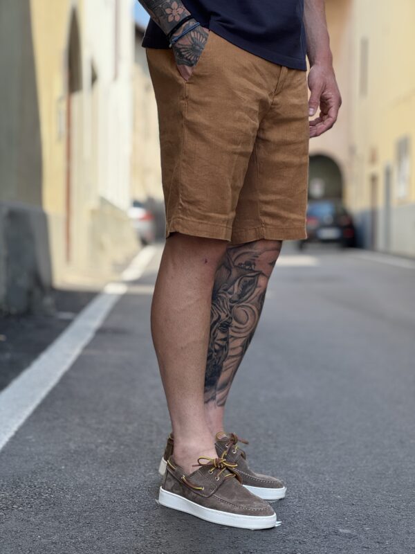 Bermuda in lino morris tobacco - immagine 2