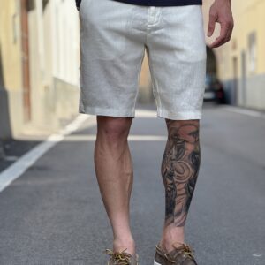 Bermuda in lino morris white
