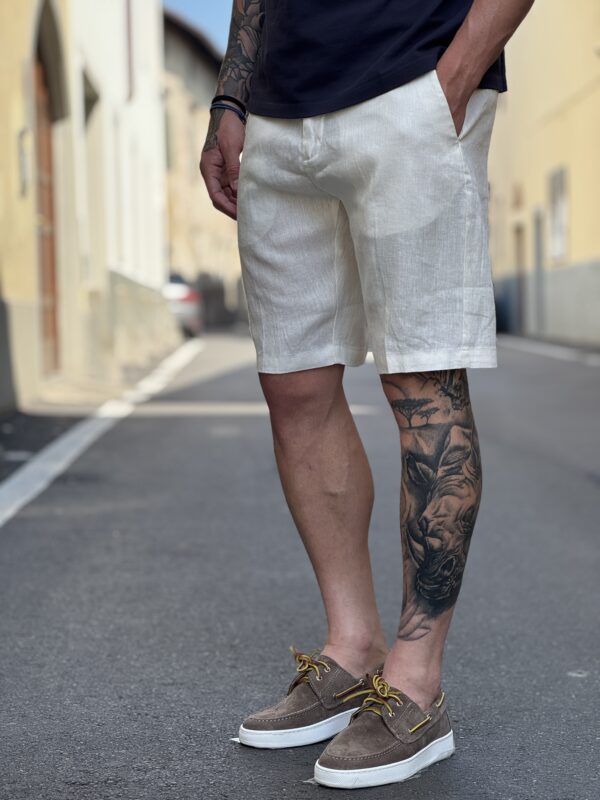 Bermuda in lino morris white - immagine 2