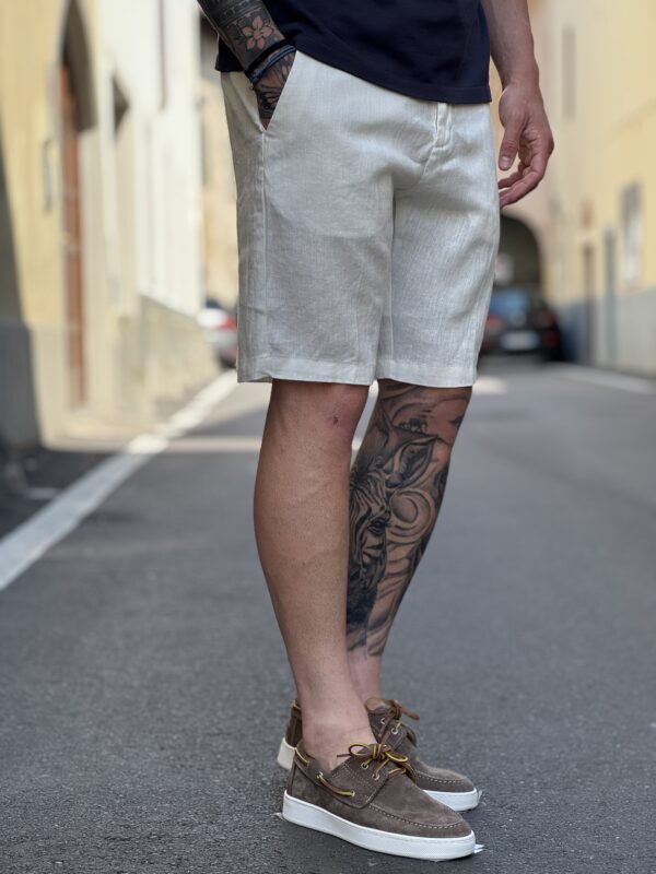 Bermuda in lino morris white - immagine 3