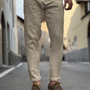 Pantalone in lino Michigan sand