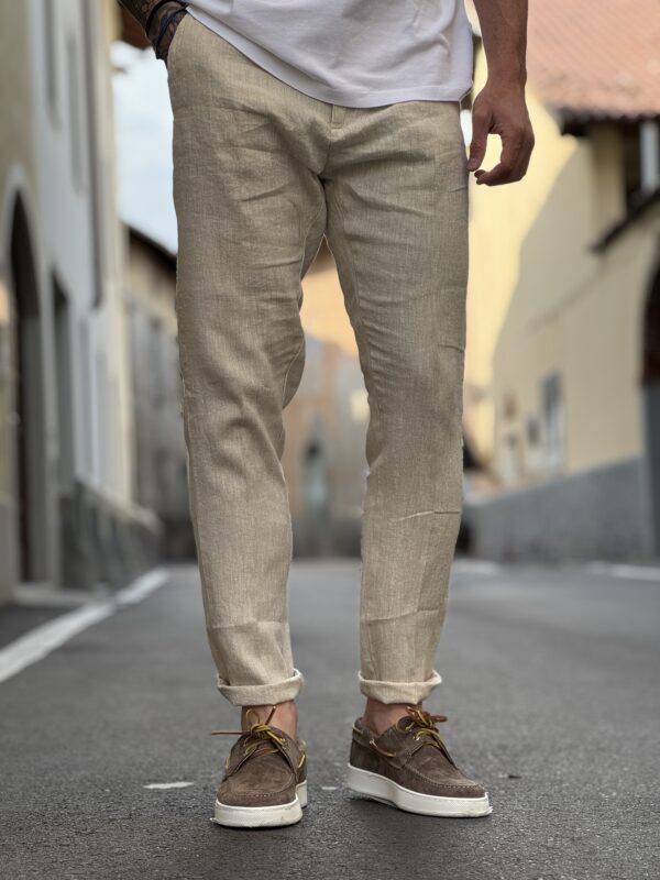 Pantalone in lino Michigan sand