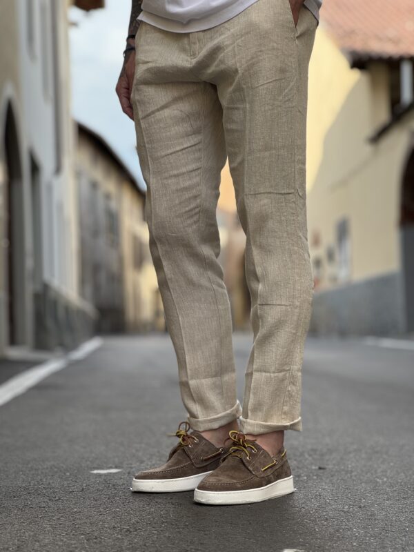 Pantalone in lino Michigan sand - immagine 3