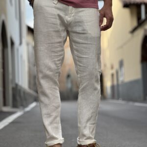 Pantalone in lino michigan white