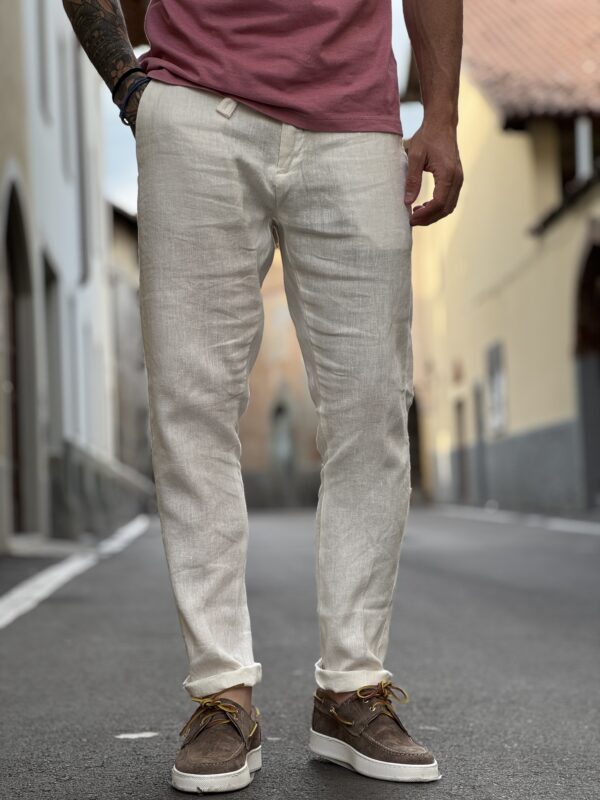Pantalone in lino michigan white