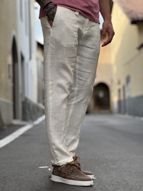 Pantalone in lino michigan white - immagine 2