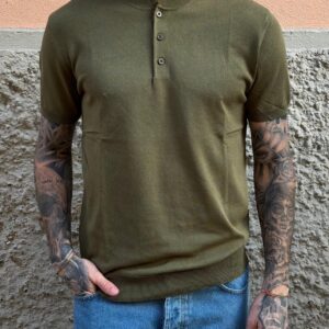 Polo in maglia collo coreano military