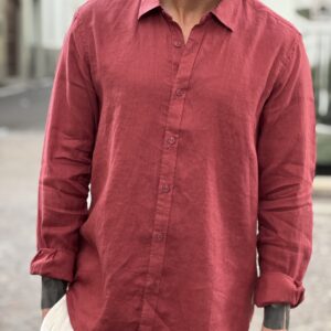 Camicia in lino rosso india