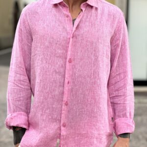 Camicia in lino mélange magenta