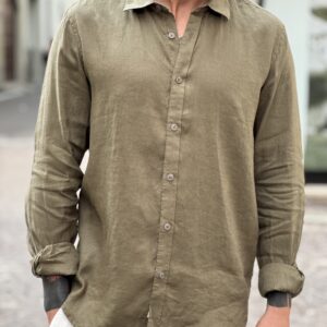 Camicia in lino military