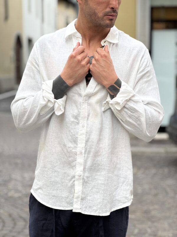 Camicia in lino white - immagine 2