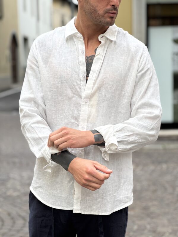 Camicia in lino white - immagine 3