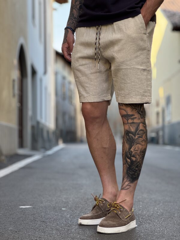 Bermuda in lino sand - immagine 3