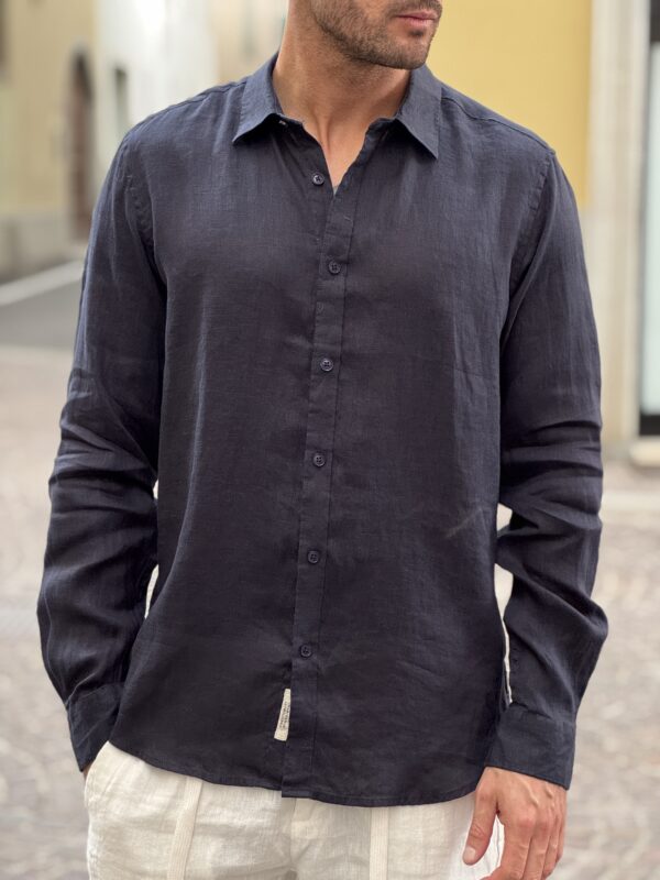 Camicia in lino beep blu