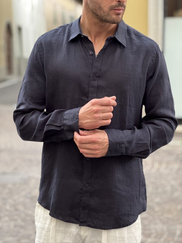 Camicia in lino beep blu - immagine 2