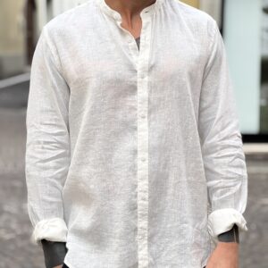 Camicia in lino coreana white