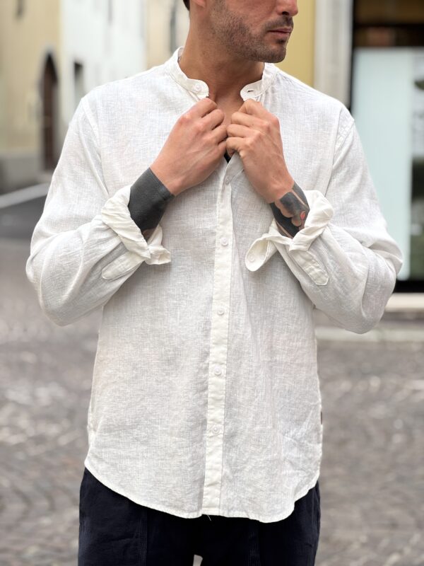 Camicia in lino coreana white - immagine 2