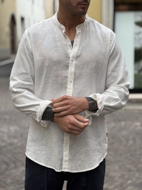 Camicia in lino coreana white - immagine 3