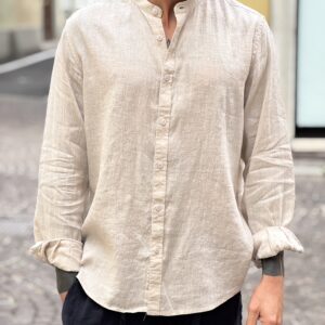 Camicia in lino coreana beige