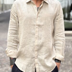 Camicia in lino beige