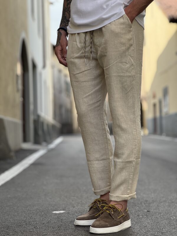 Pantalaccio in lino sand - immagine 3