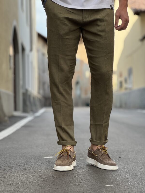 Pantalone in lino Michigan tobacco