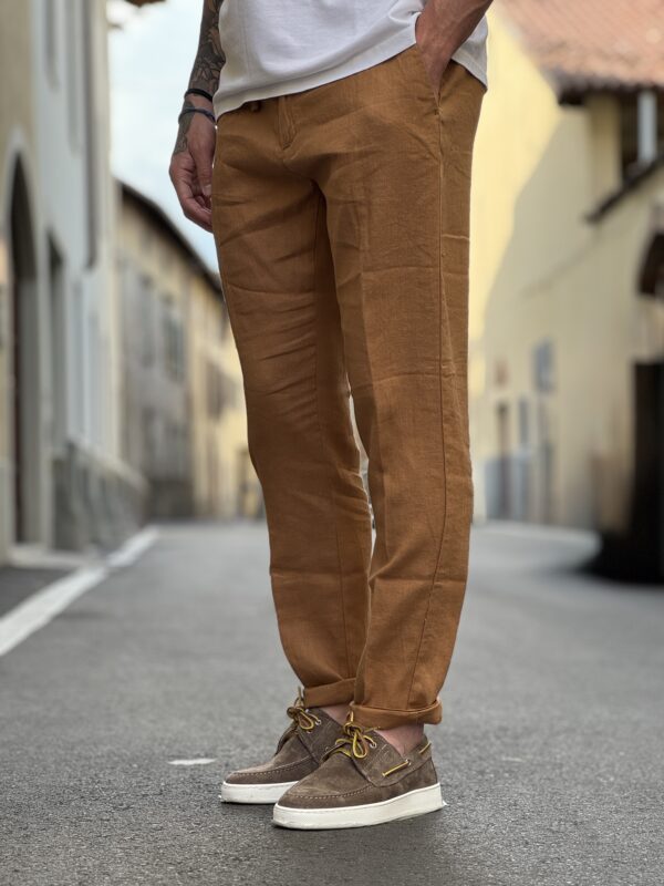 Pantalone in lino Michigan tobacco - immagine 3