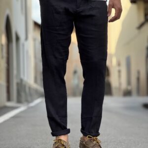 Pantalone in lino michigan deep blu
