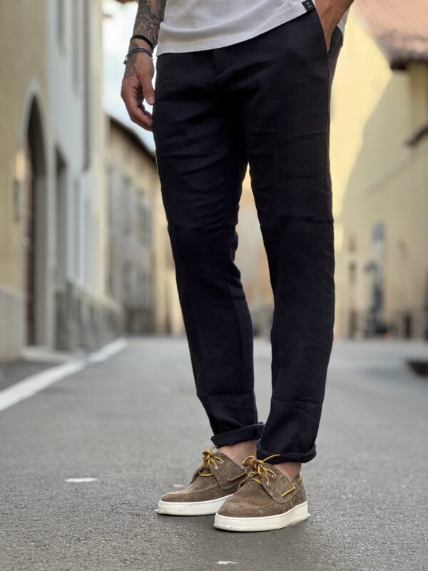 Pantalone in lino michigan deep blu - immagine 3