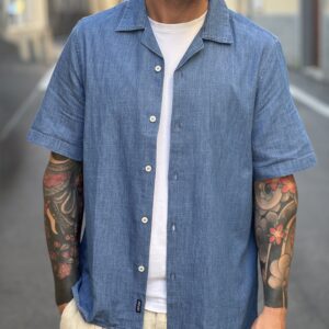 Camicia collo bowling in denim