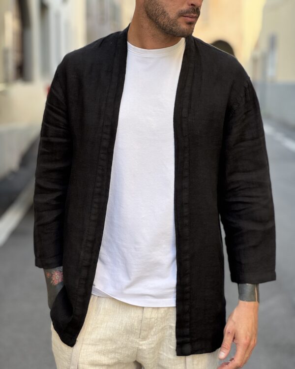 Kimono in lino black - immagine 2