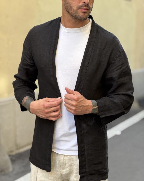 Kimono in lino black - immagine 3