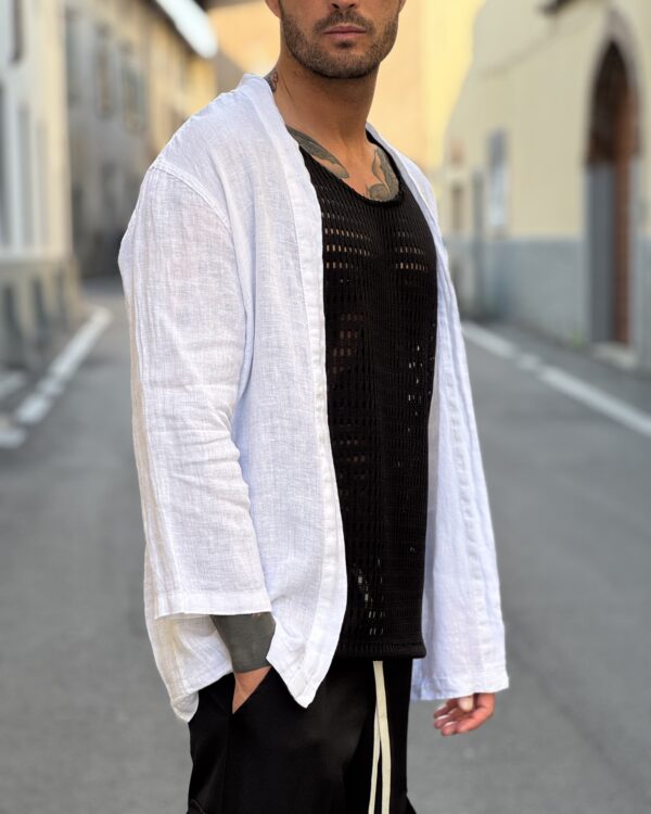 Kimono in lino white - immagine 2