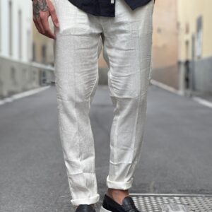 Pantalone in lino michigan white